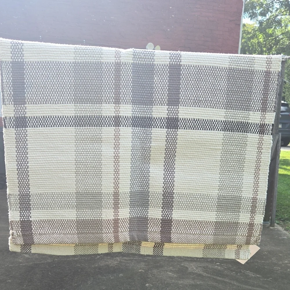 Plaid Woven Rug in Neutral Tones